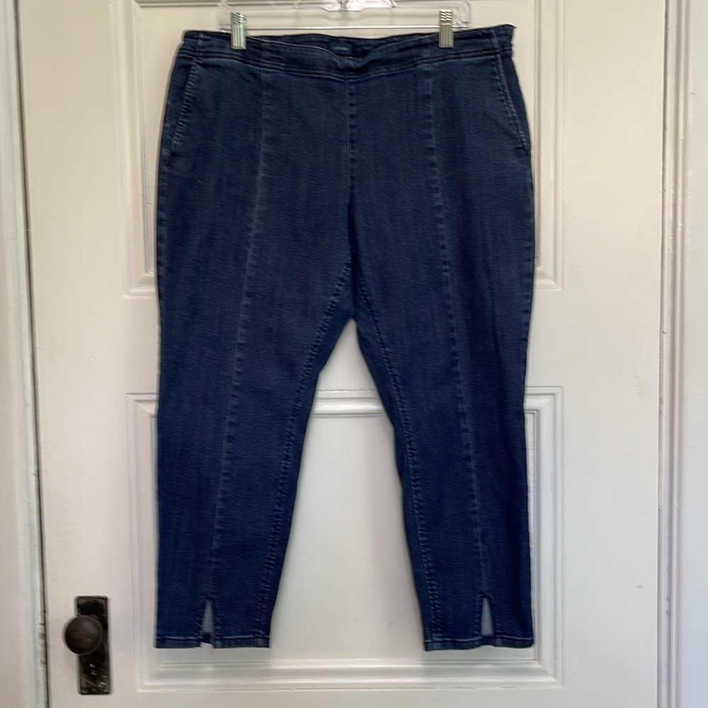 J Jill Denim Authentic Fit Front Slit Ankle Pants Jean Petites 16P